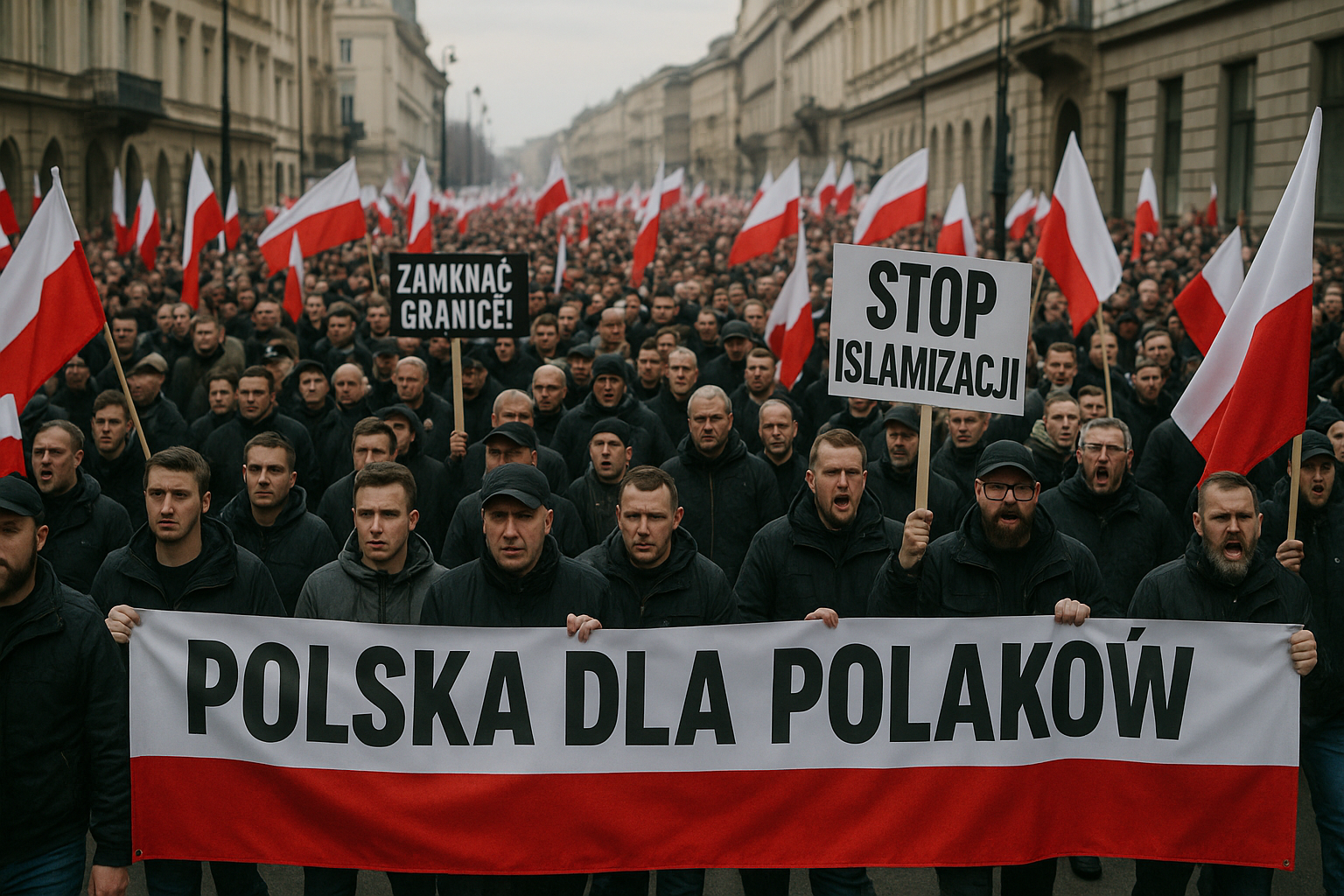 Demonstracje antyimigracyjne w ponad 80 polskich miastach, zwłaszcza w Warszawie